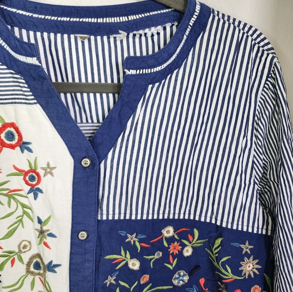 Vintage Bohemian Patchwork Button Down Shirt - Picture 3 of 6